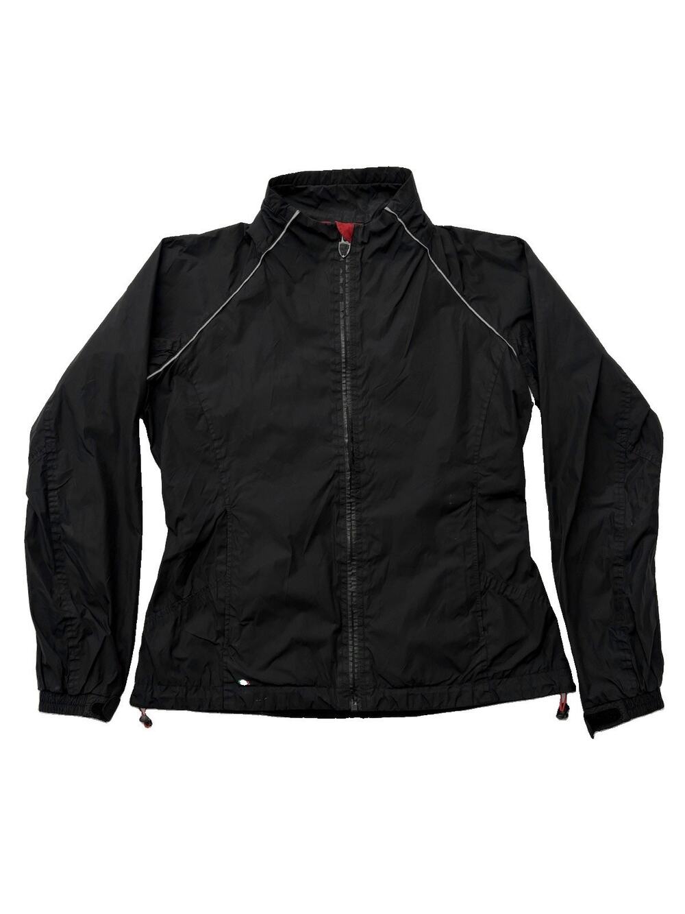 Ferrari Official Track Jacket Women's Size S Black Full Zip Racing Distressed